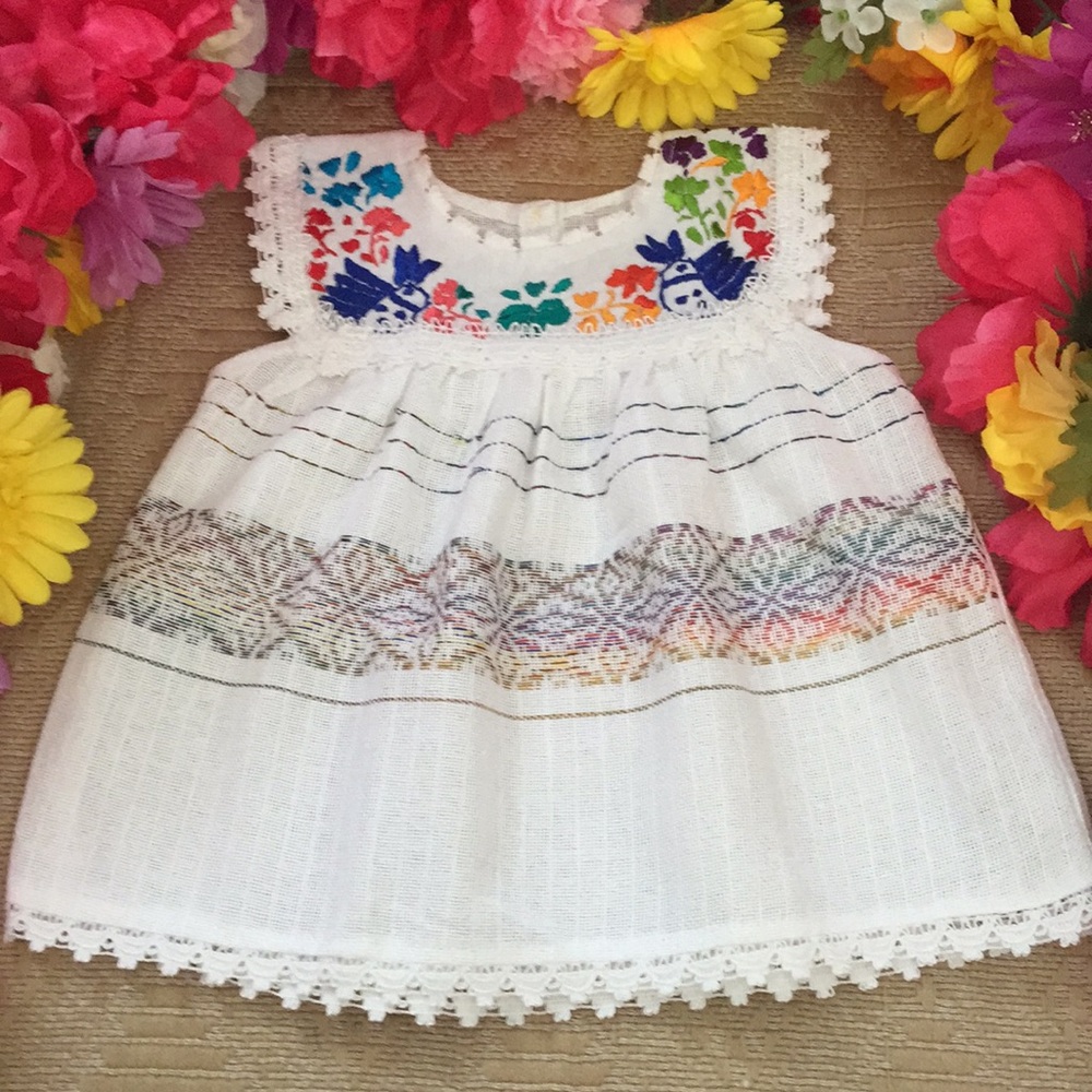 Mexican Embroidered baby dress size : 0-3 Months